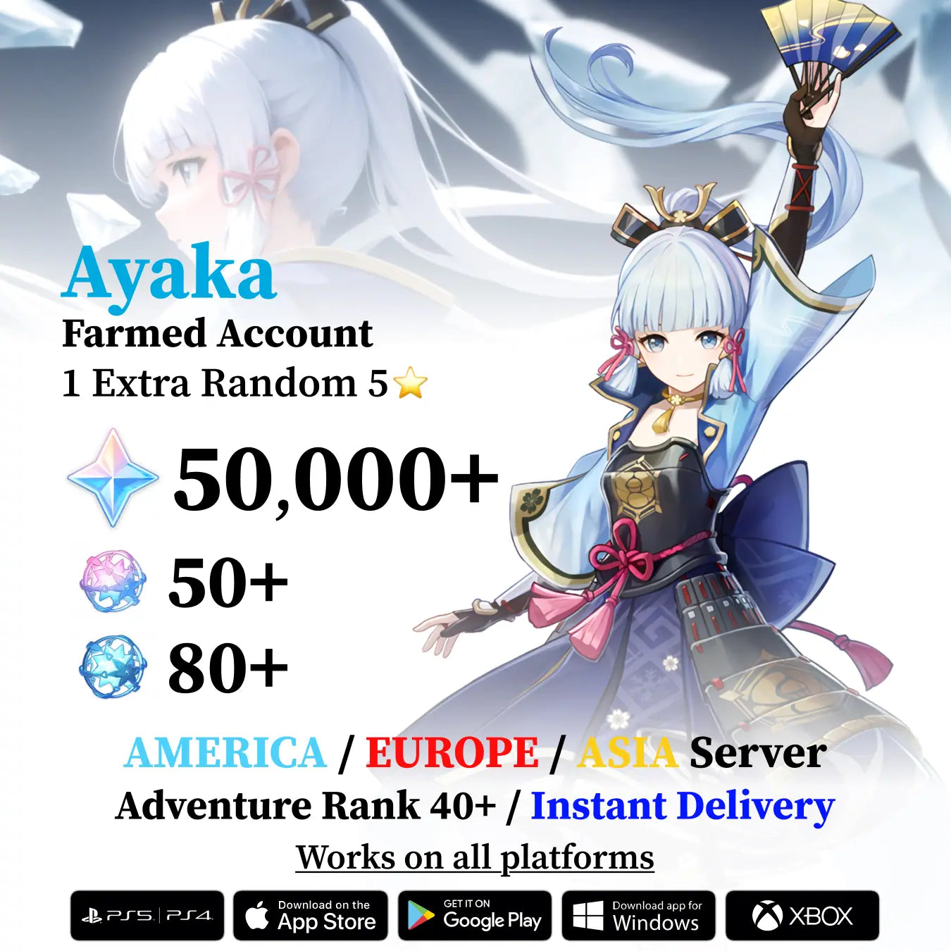 Ayaka Reroll Account with Primogems