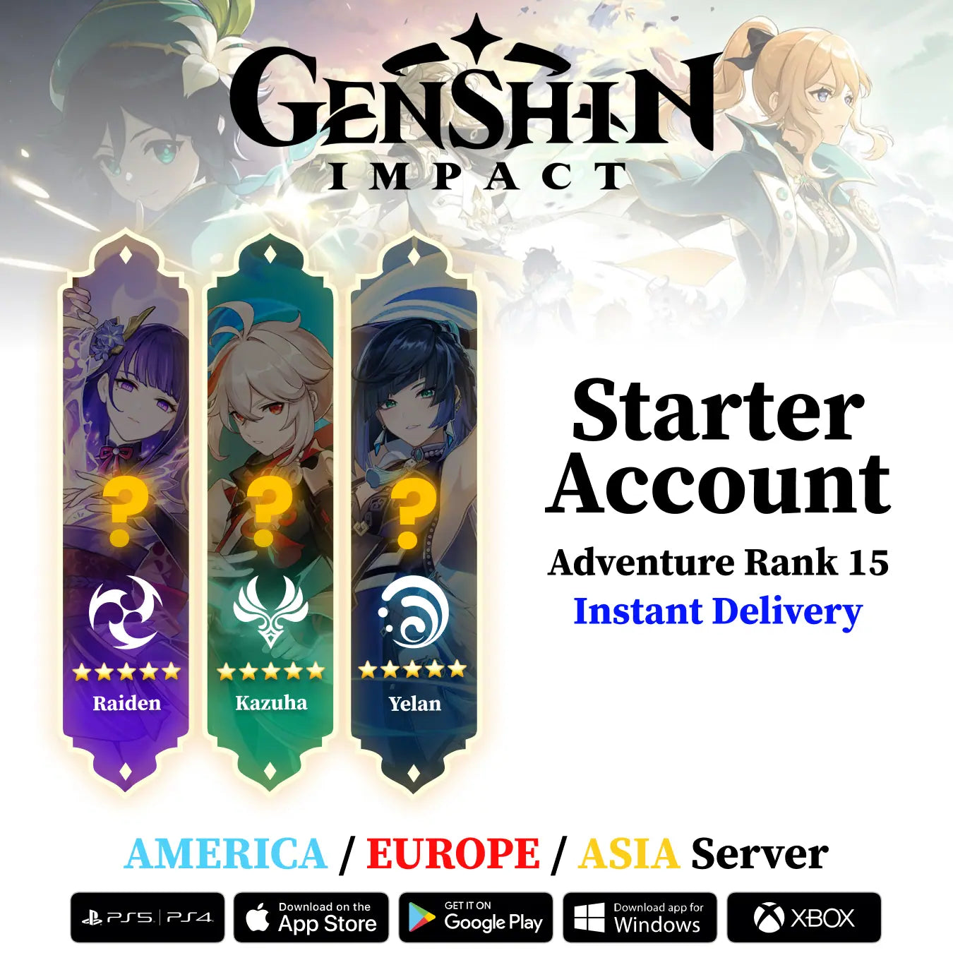 Triple 5★ - Genshin Reroll Account