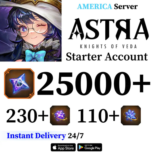 ASTRA: Knights of Veda Starter Account with 25000+ Starstones [America]