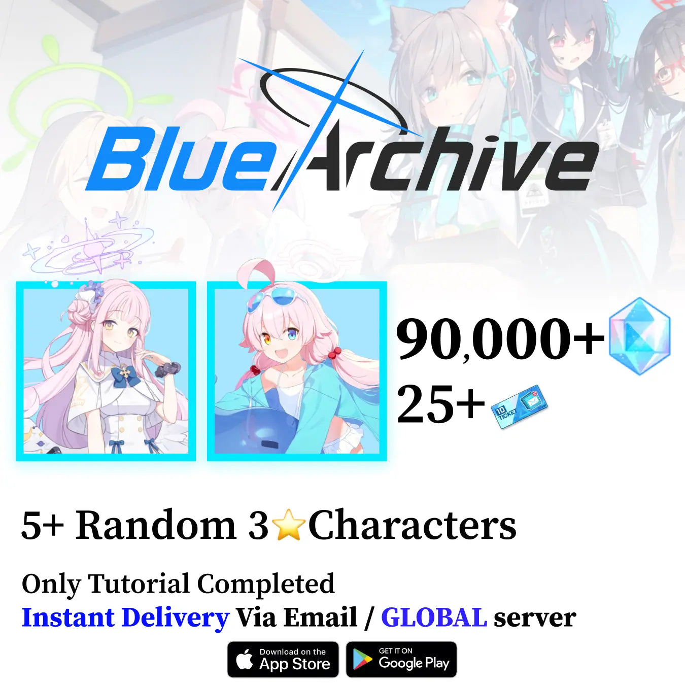 Hoshino (Swimsuit) & Mika Blue Archive Starter Account [Global]