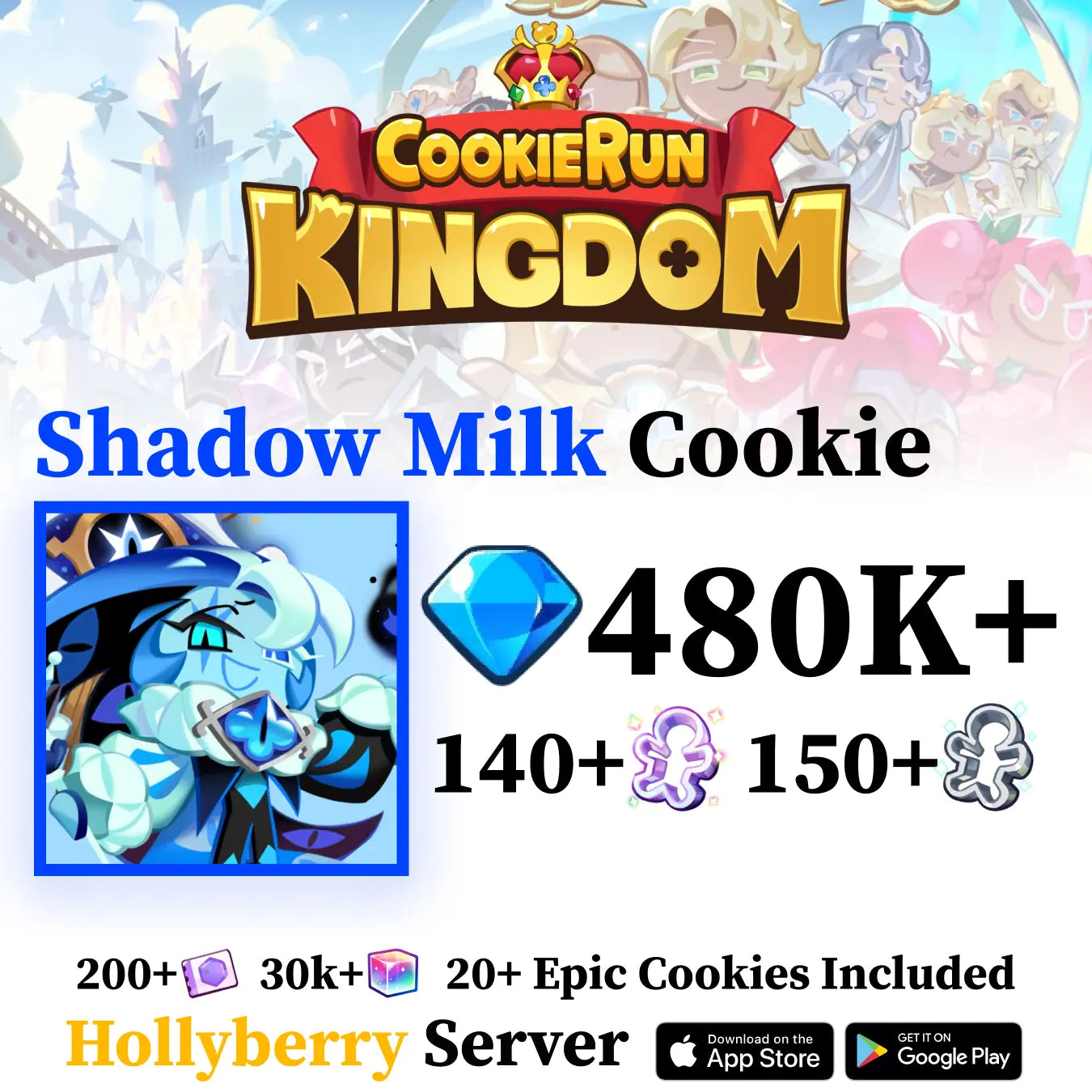 Cookie Run Kingdom Reroll Starter Account – Shadow Milk Guaranteed [Hollyberry]