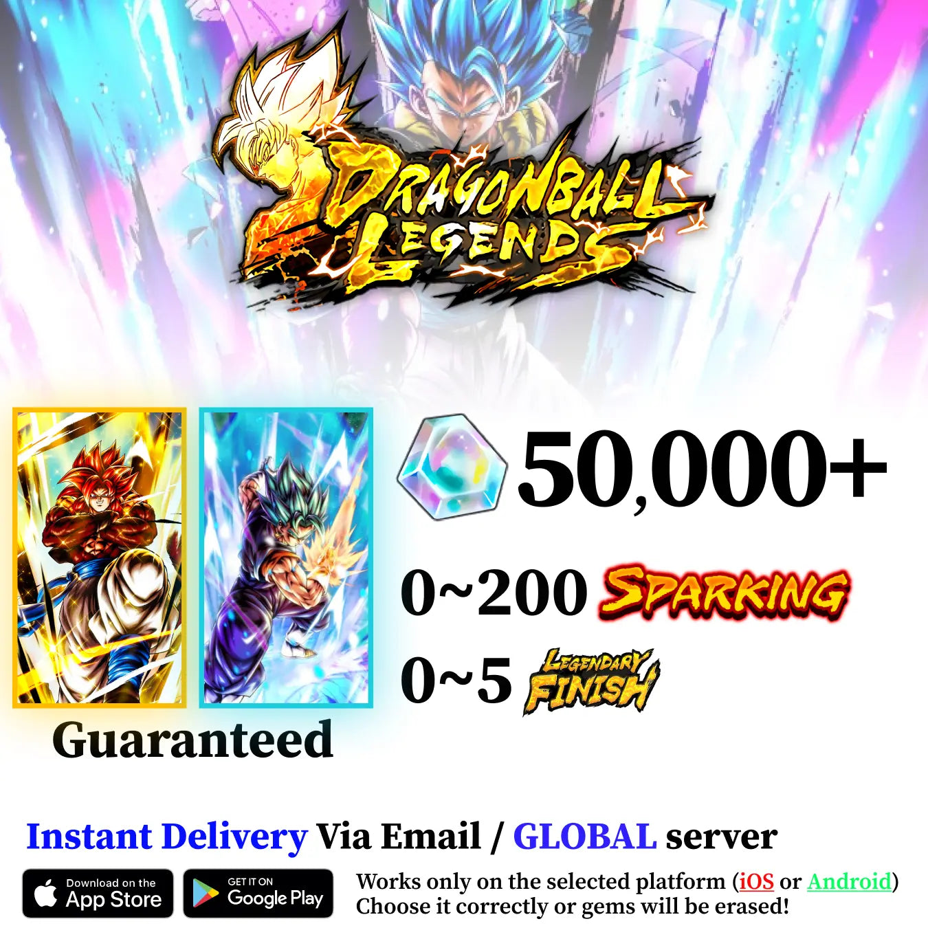 Dragon Ball Legends Ultra SSJ4 Gogeta with Super Saiyan God SS Vegito Account [iOS/Android]