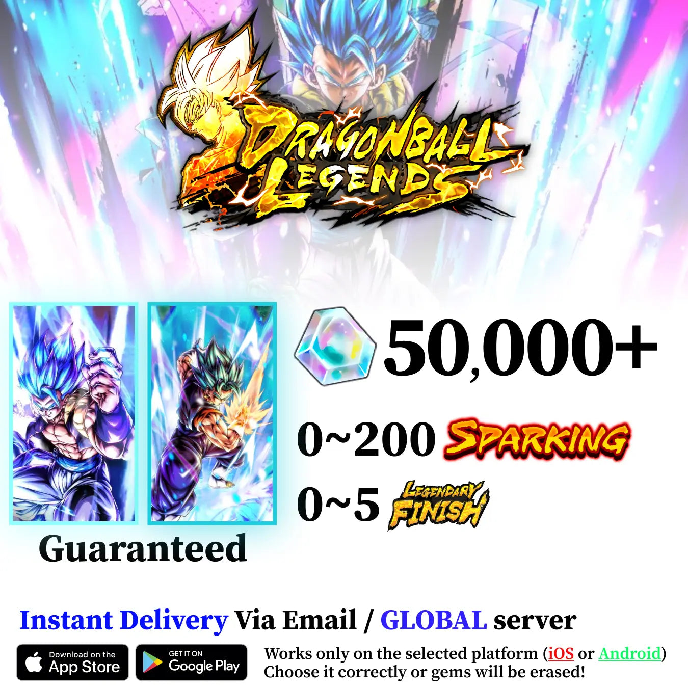 Dragon Ball Legends Super Saiyan God SS Gogeta & Vegito Starter Account [iOS/Android]