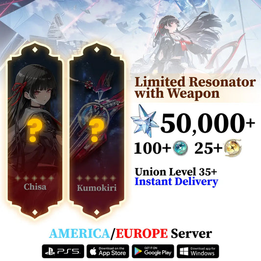 Wuthering Waves 5✦ Resonator with Astrites and Weapon Starter Reroll Account