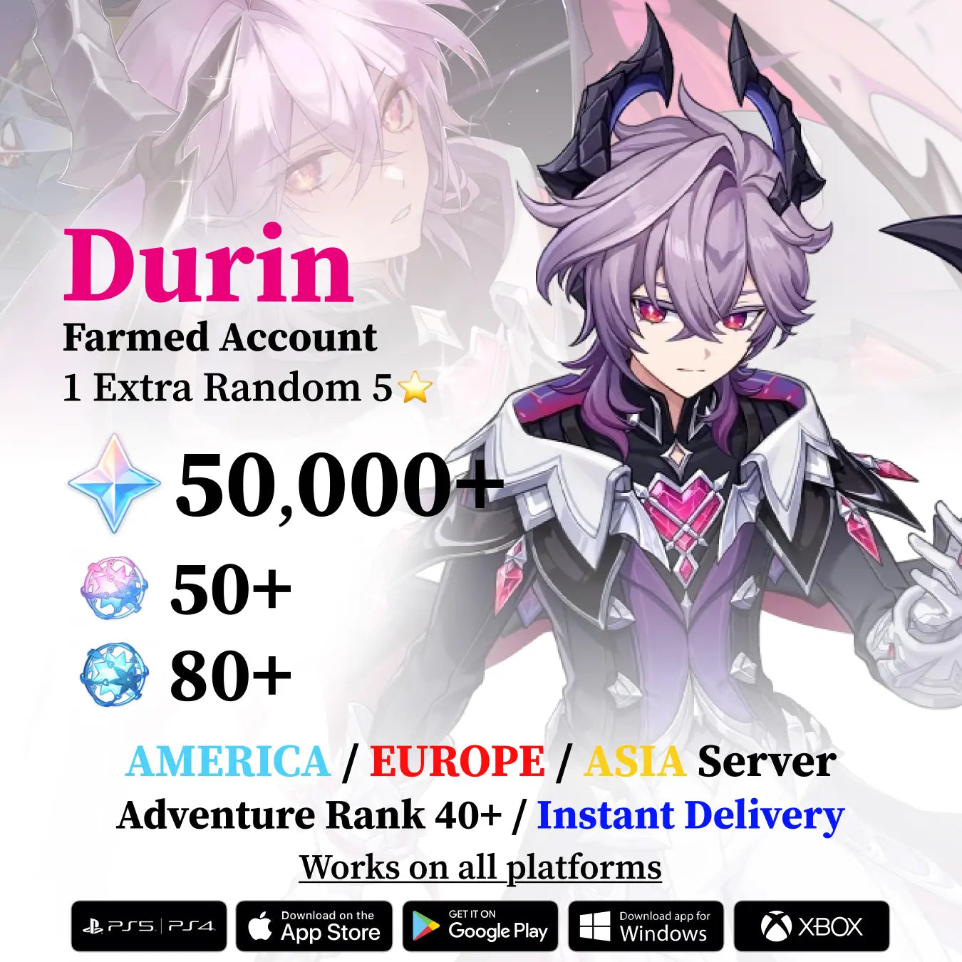 Durin Reroll Account with Primogems