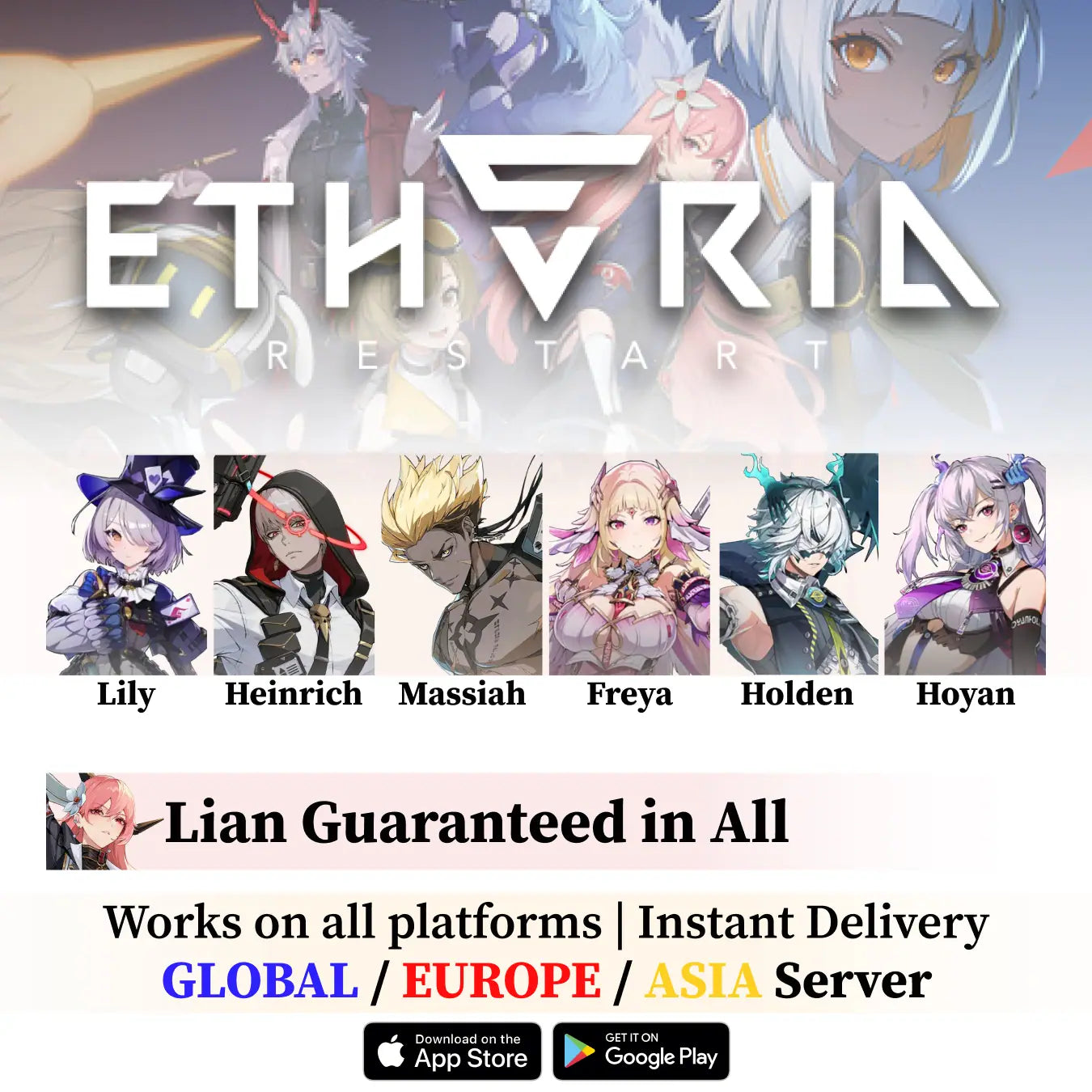 Etheria Restart Reroll Accounts wtih Characters [GLOBAL/EUROPE/ASIA]