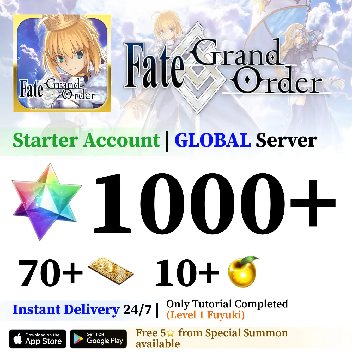 Fate Grand Order Starter Account with 1000+ SQ [Global]