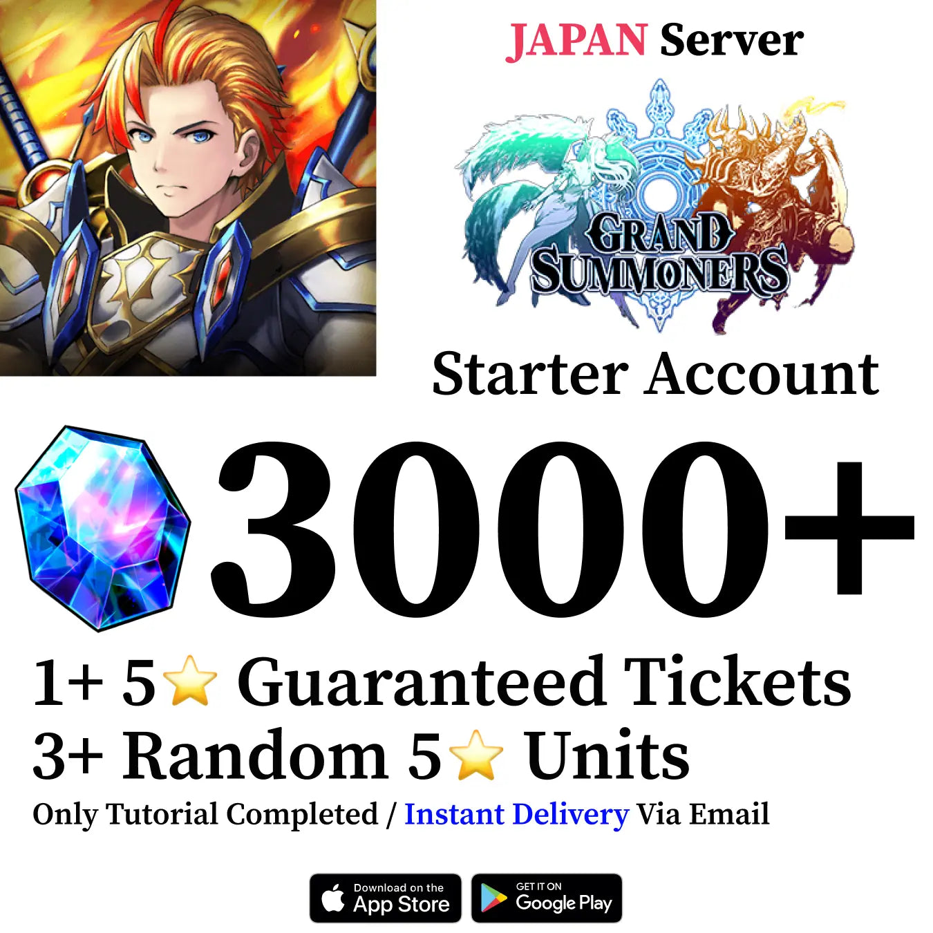 Grand Summoners Starter Account with 3000 Gems [Japan]