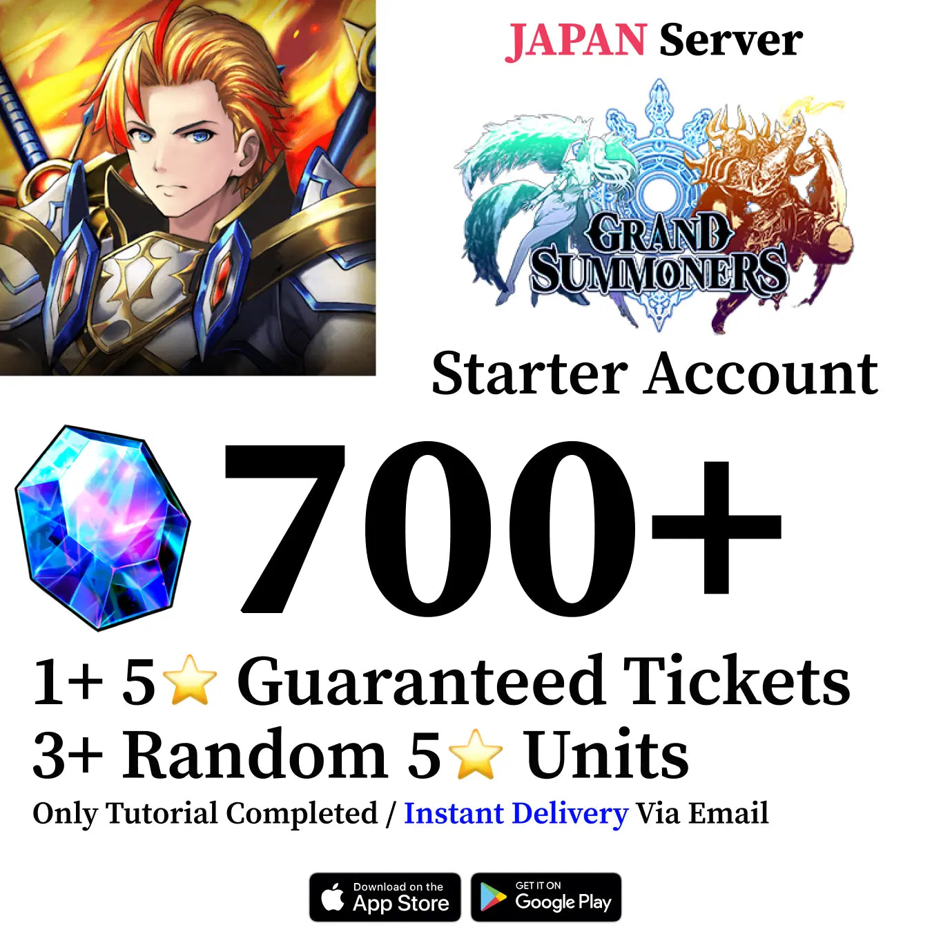 Grand Summoners Starter Account with 700 Gems [Japan]