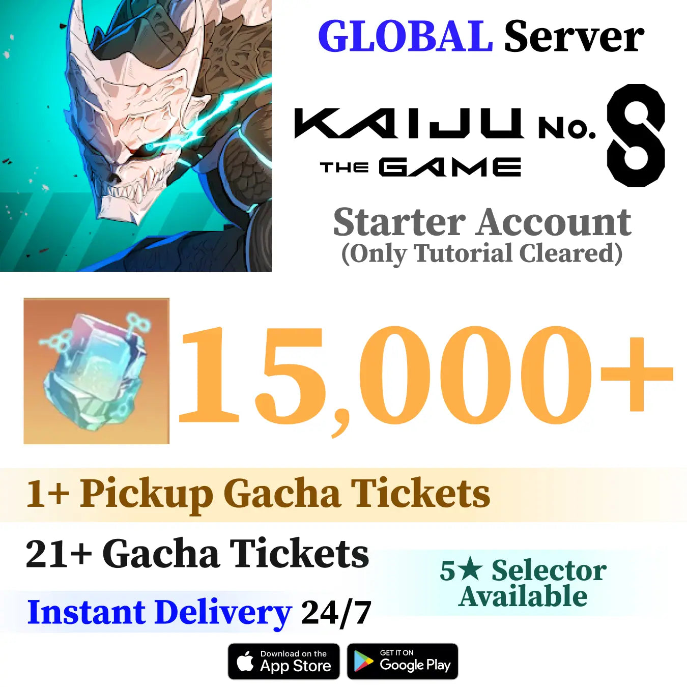 Kaiju No. 8 Starter Account | 10,000+ Diamonds, 21+ Tickets [Global]