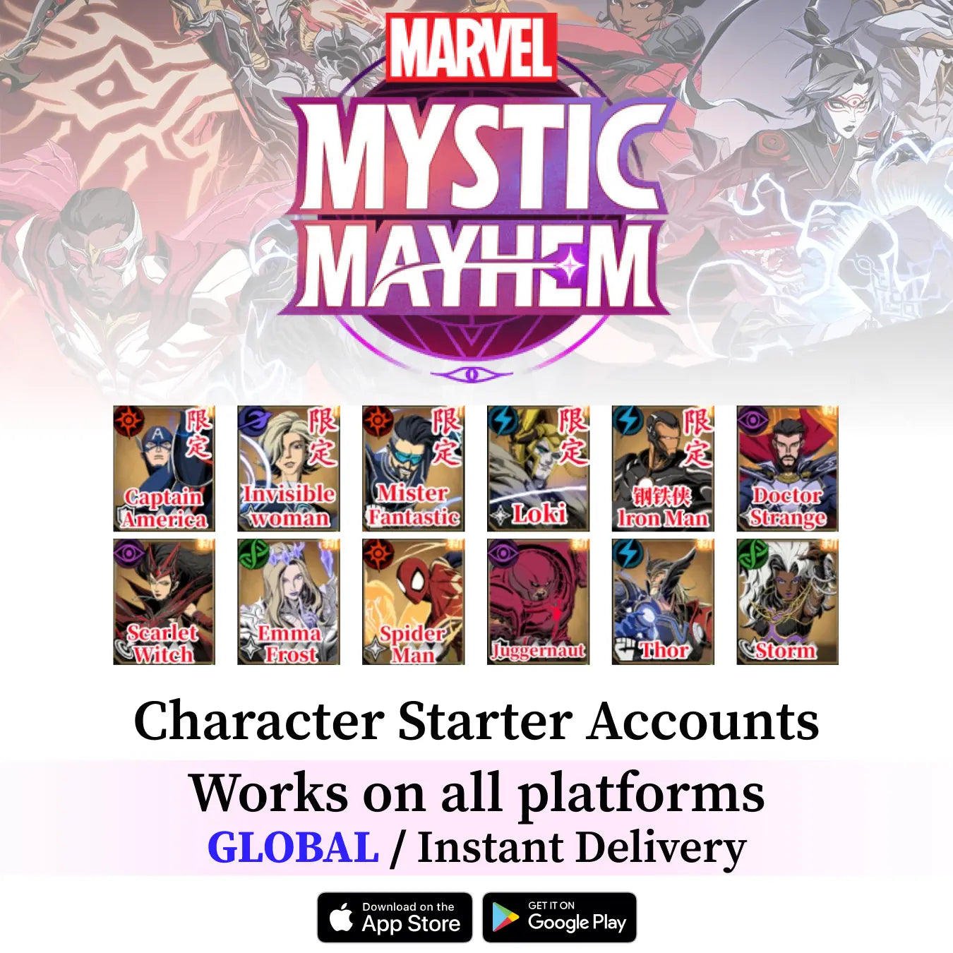 Marvel Mystical Mayhem Accounts with Characters