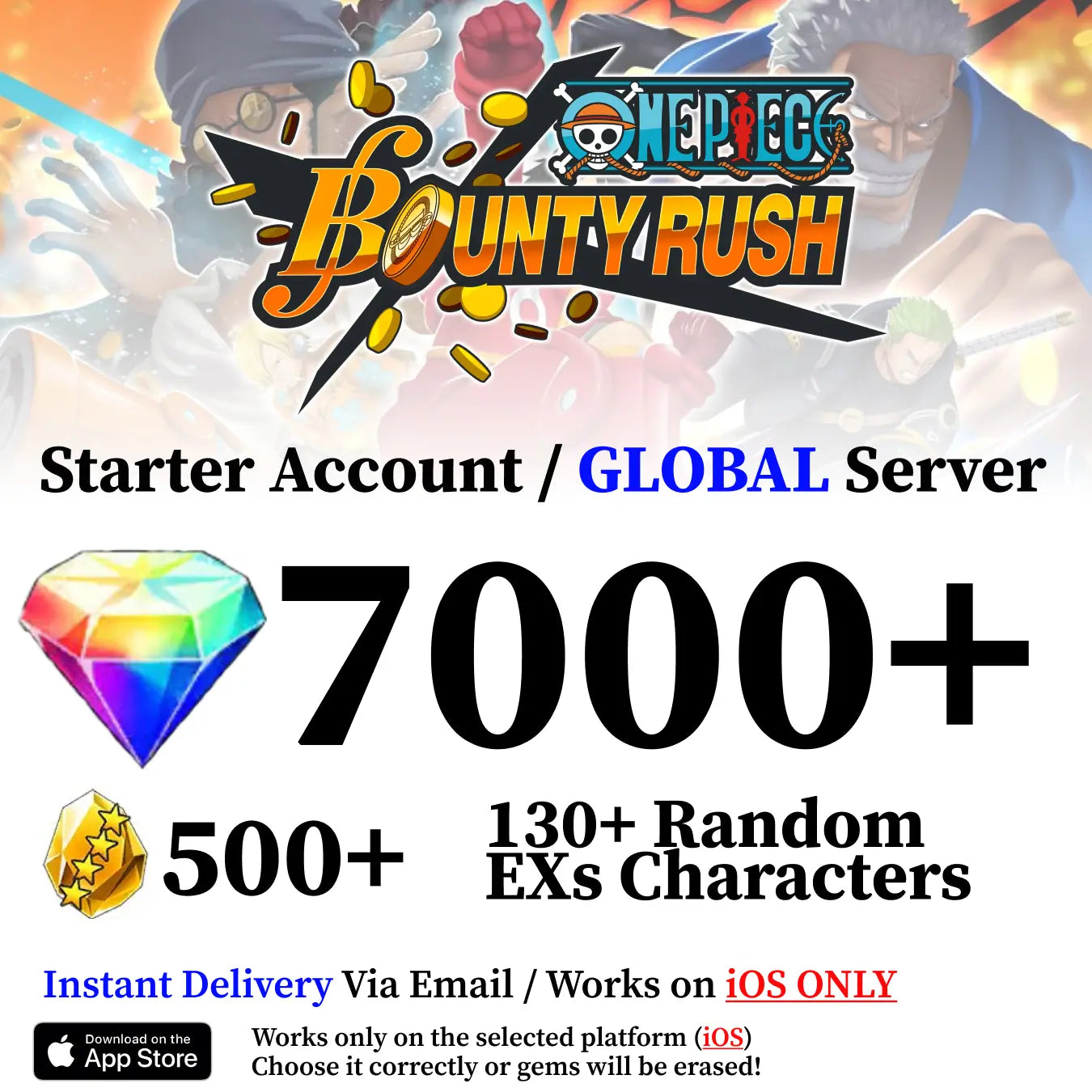 One Piece Bounty Rush Starter Reroll Account [Global - iOS]