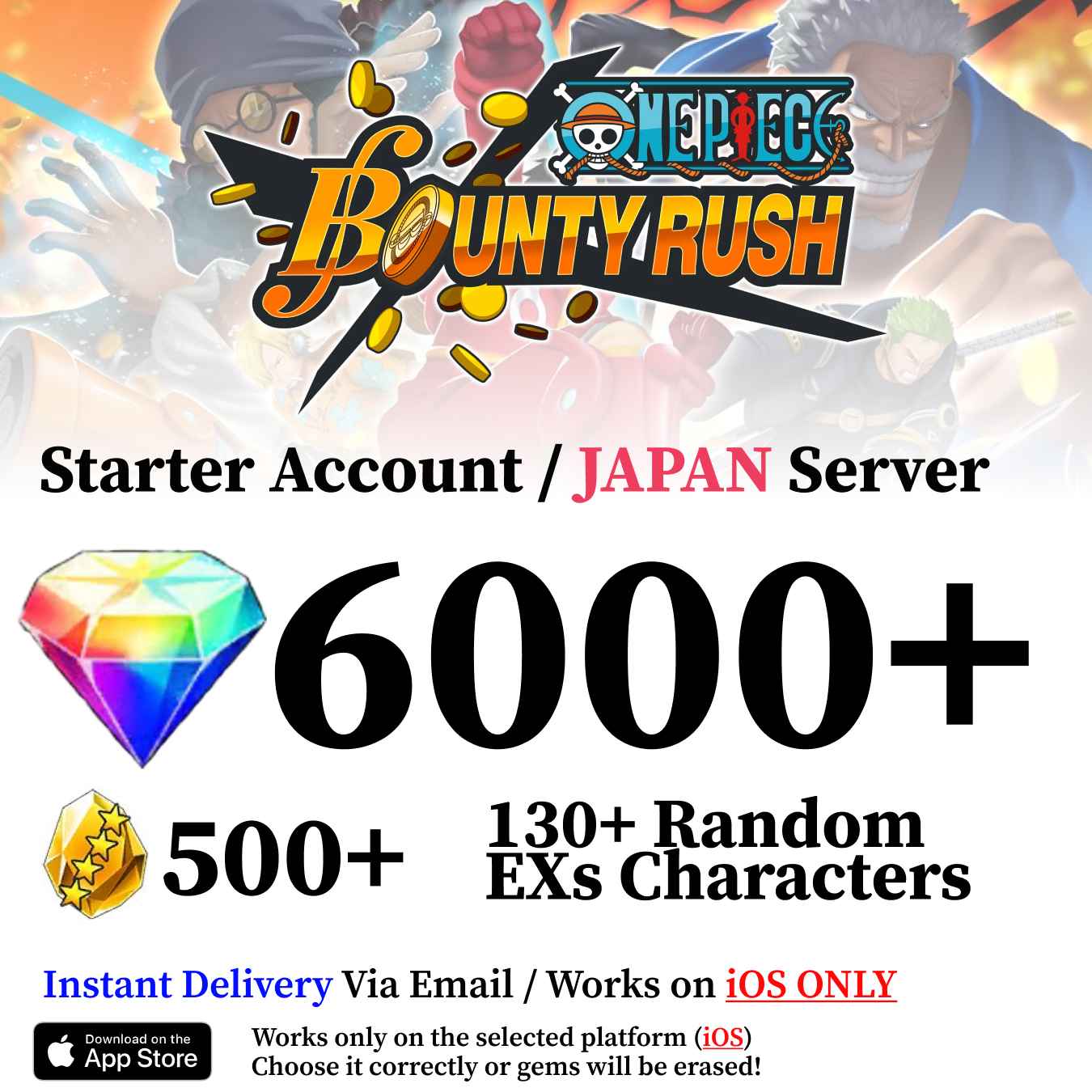 One Piece Bounty Rush Starter Reroll Account [Japan - iOS]
