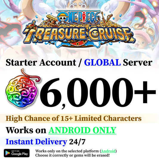 One Piece Treasure Cruise Reroll Starter Account with Rainbow Gems [Android | Global]