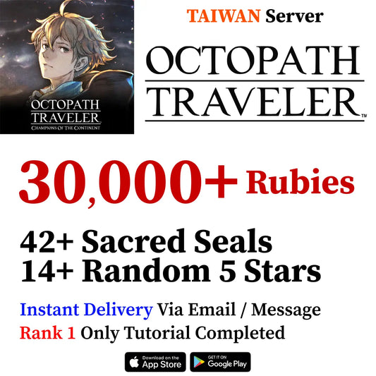 Octopath Traveler CotC Taiwan Starter | 9S + 5★ + Rubies (Email Login)