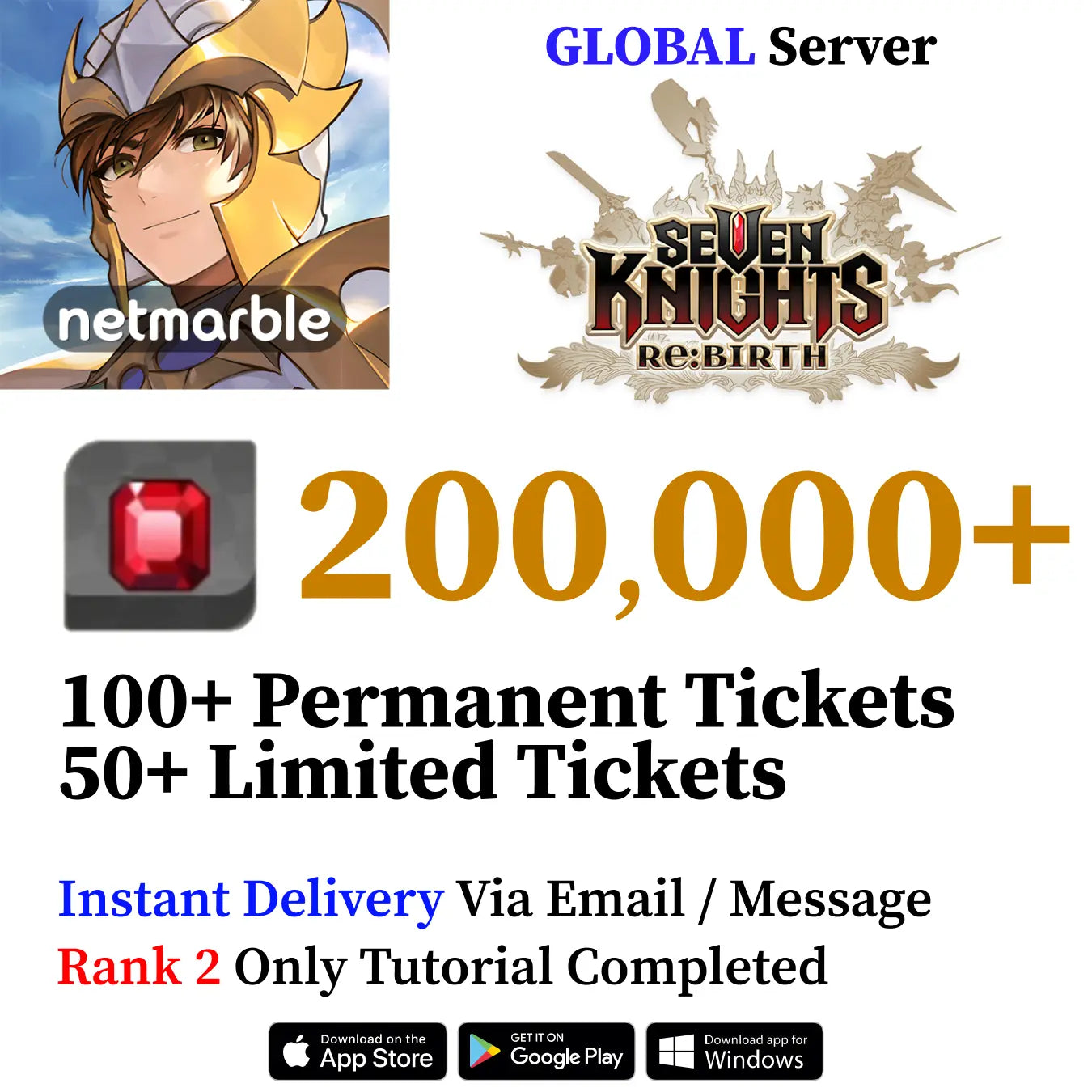 Seven Knights Re:Birth Starter Accounts | Ruby & Tickets (GLOBAL)