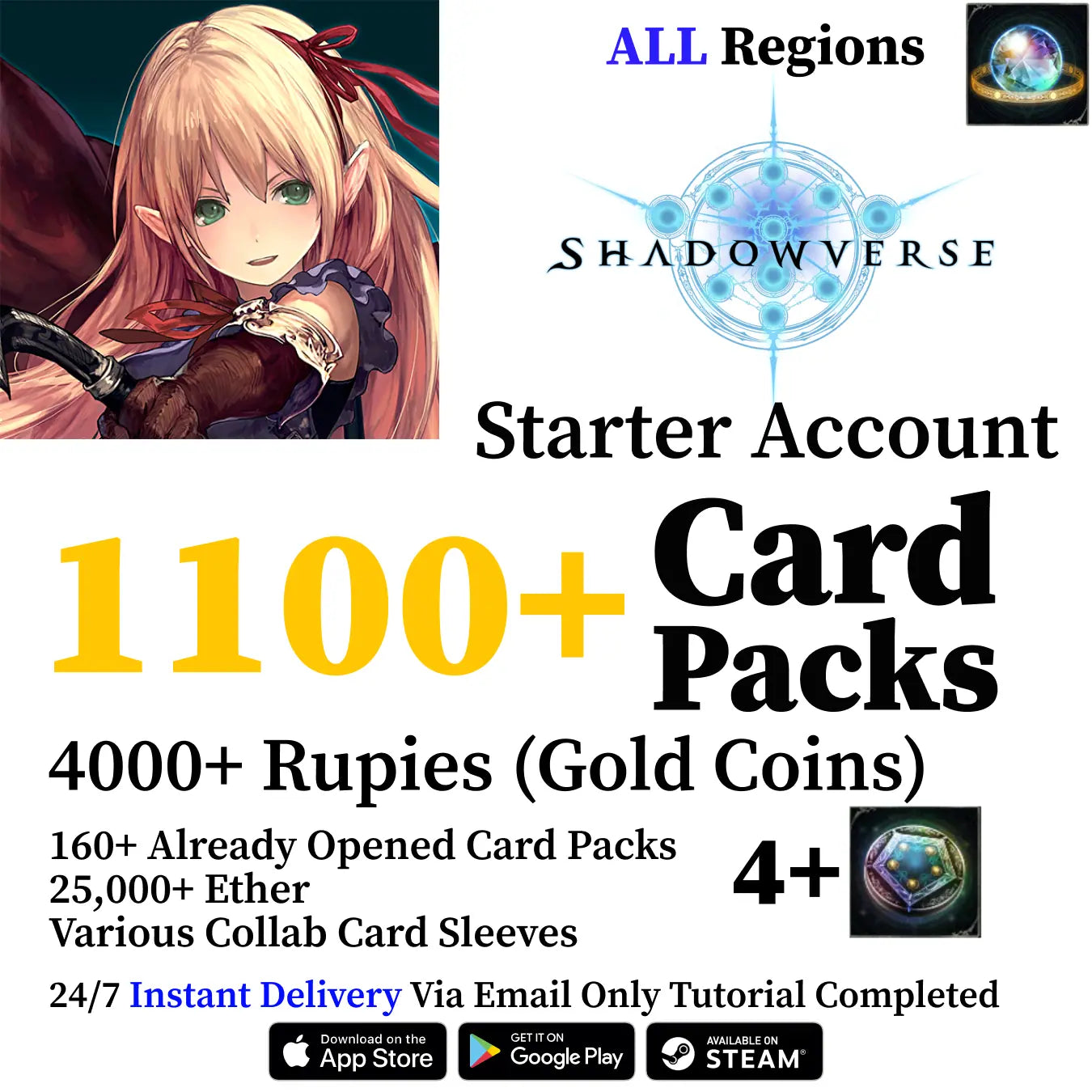 Shadowverse CCG Starter Account with 1100+ Card Packs