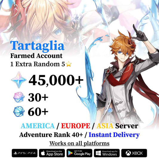 Tartaglia Reroll Account with Primogems