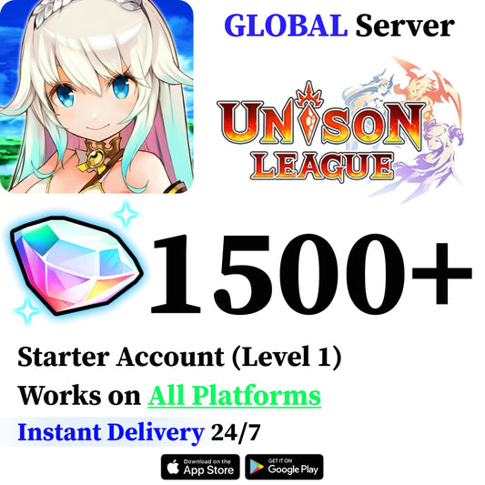 Unison League Starter Account 1500+ Gems (Level 1, Global)