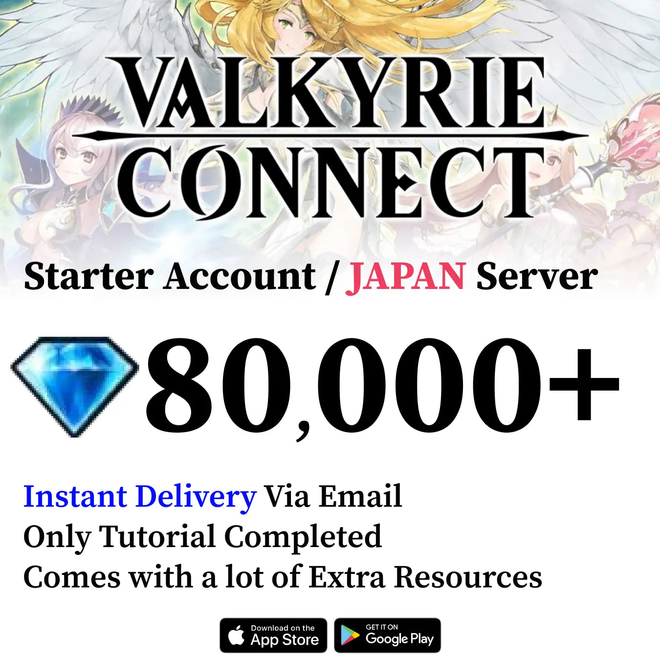 Valkyrie Connect Starter Account with 80000+ Gems [Japan]