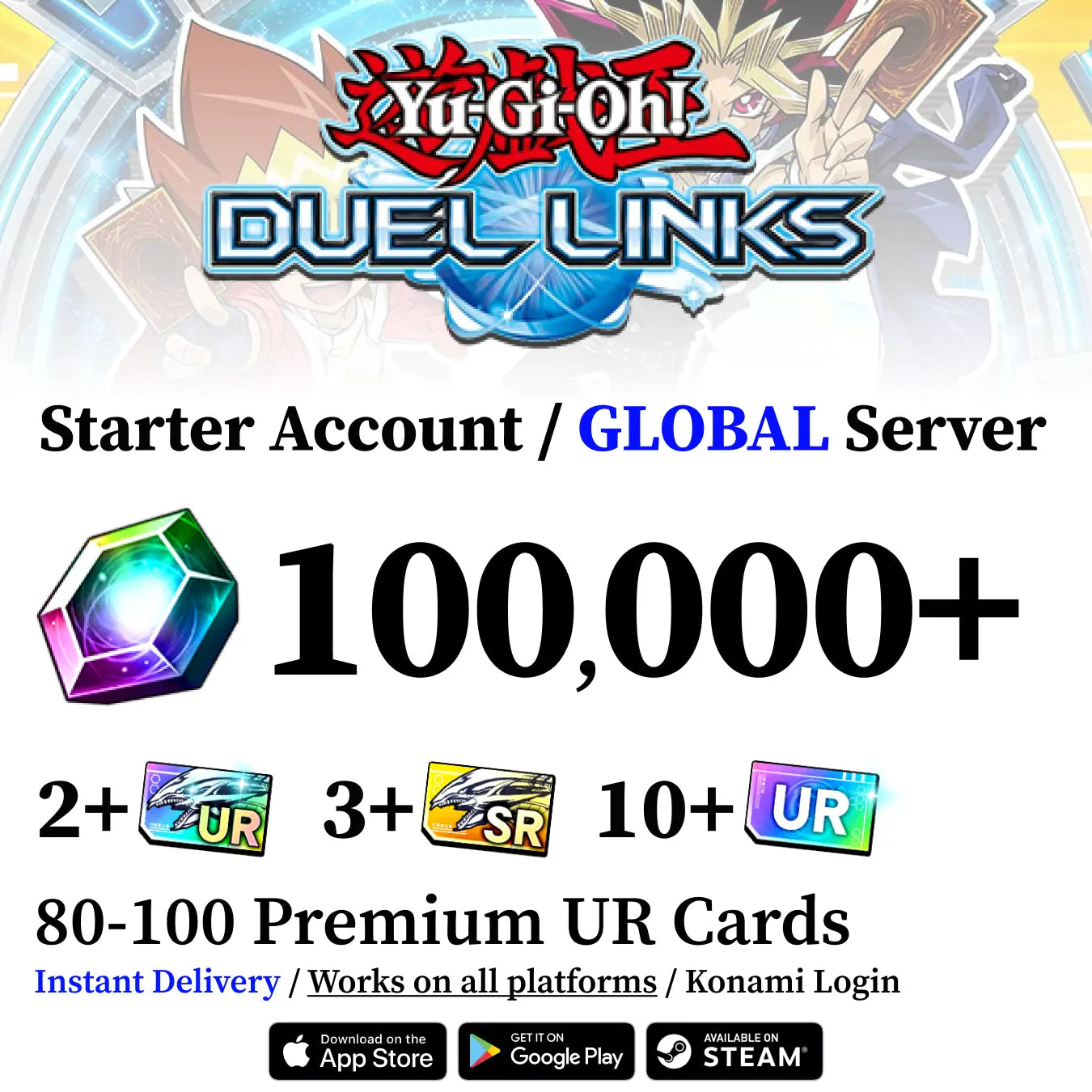 Yu-Gi-Oh! Duel Links Starter Account with 100,000+ Gems [Global]
