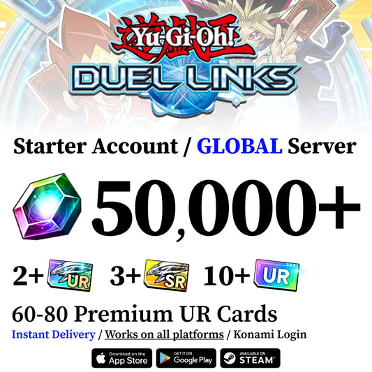 Yu-Gi-Oh! Duel Links Starter Account with 50000+ Gems [Global]
