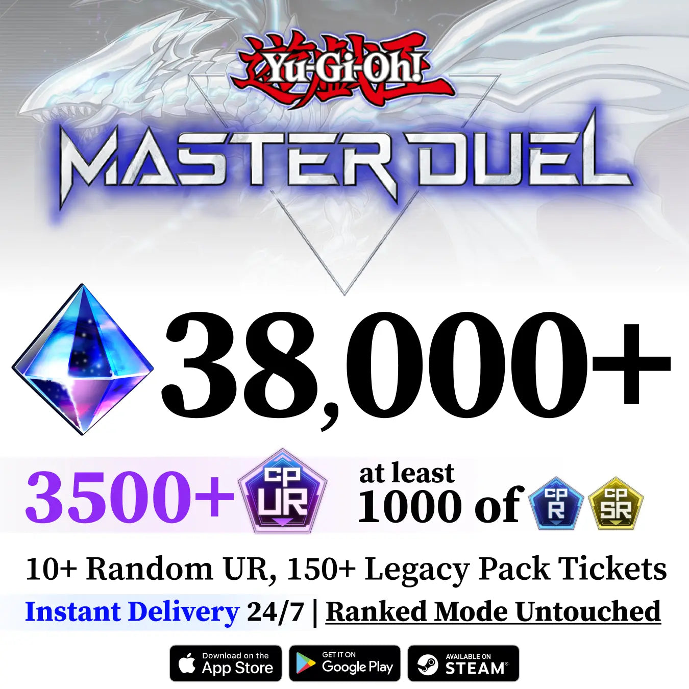 Yu-Gi-Oh! Master Duel Global Starter – 38,000+ Gems | 2500+ UR CP | Ranked Fresh