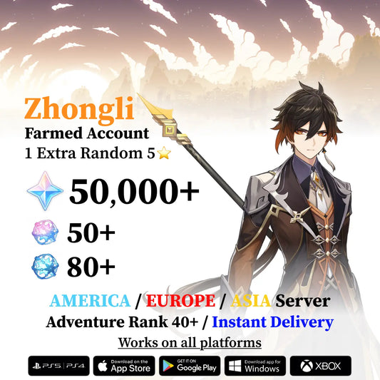 Zhongli Reroll Account with Primogems